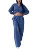 Set casual in cotone e lino tinta unita: camicia e pantaloni a gamba larga con coulisse