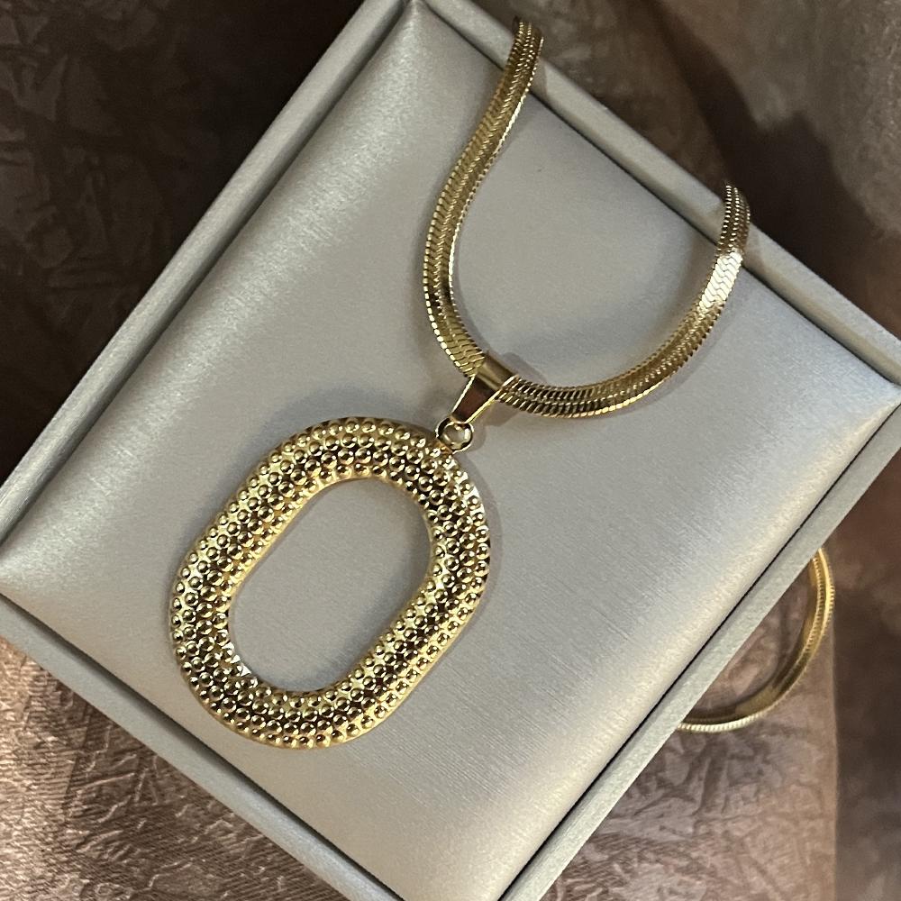 Edelstahl Übertrieben Punk Groß Rund O-förmig Anhänger Halskette Damen Herren Klobig Schlangen Klinge Kette Grunge Steampunk Schmuck
