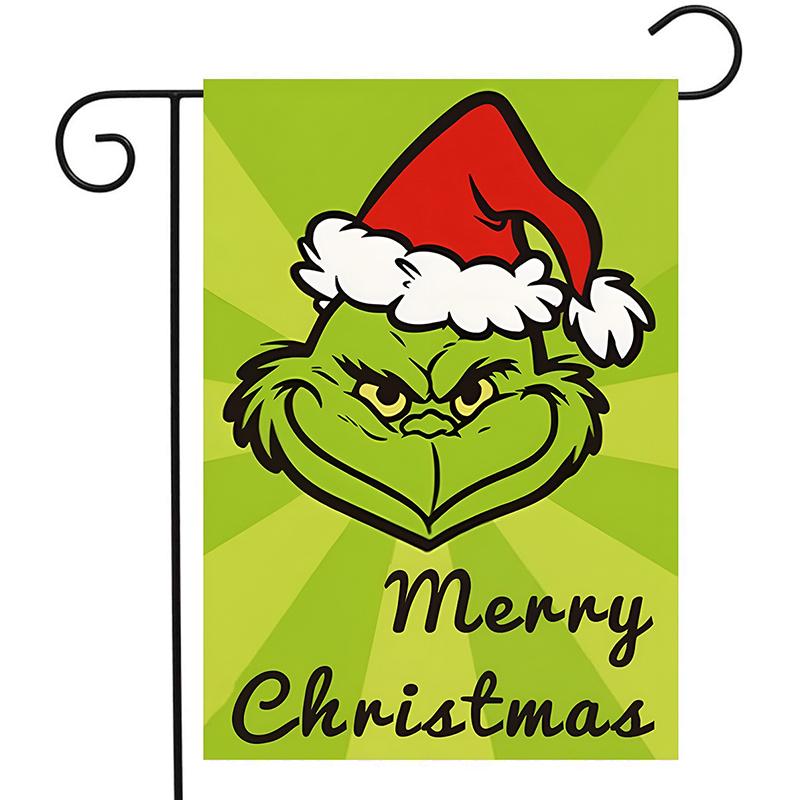 

Рождественский Флаг Садовый Двусторонний Принт Лен Наружное Украшение Дом Green