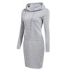 Women's Hooded Neck Long Sleeve Bodycon Midi Dress Solid Color Casual Sweatshirt Dress