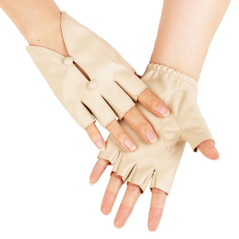 

Новые кожаные перчатки без пальцев женские перчатки на полпальца сценические перчатки для стриптиза в ночном клубе перчатки без пальцев One Size