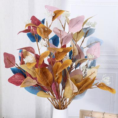 Artificial Eucalyptus Leaf Branch 3 Fork Realistic Reusable Faux Green Plants Greenery Home Table Centerpiece Wedding Decoration Photo Props