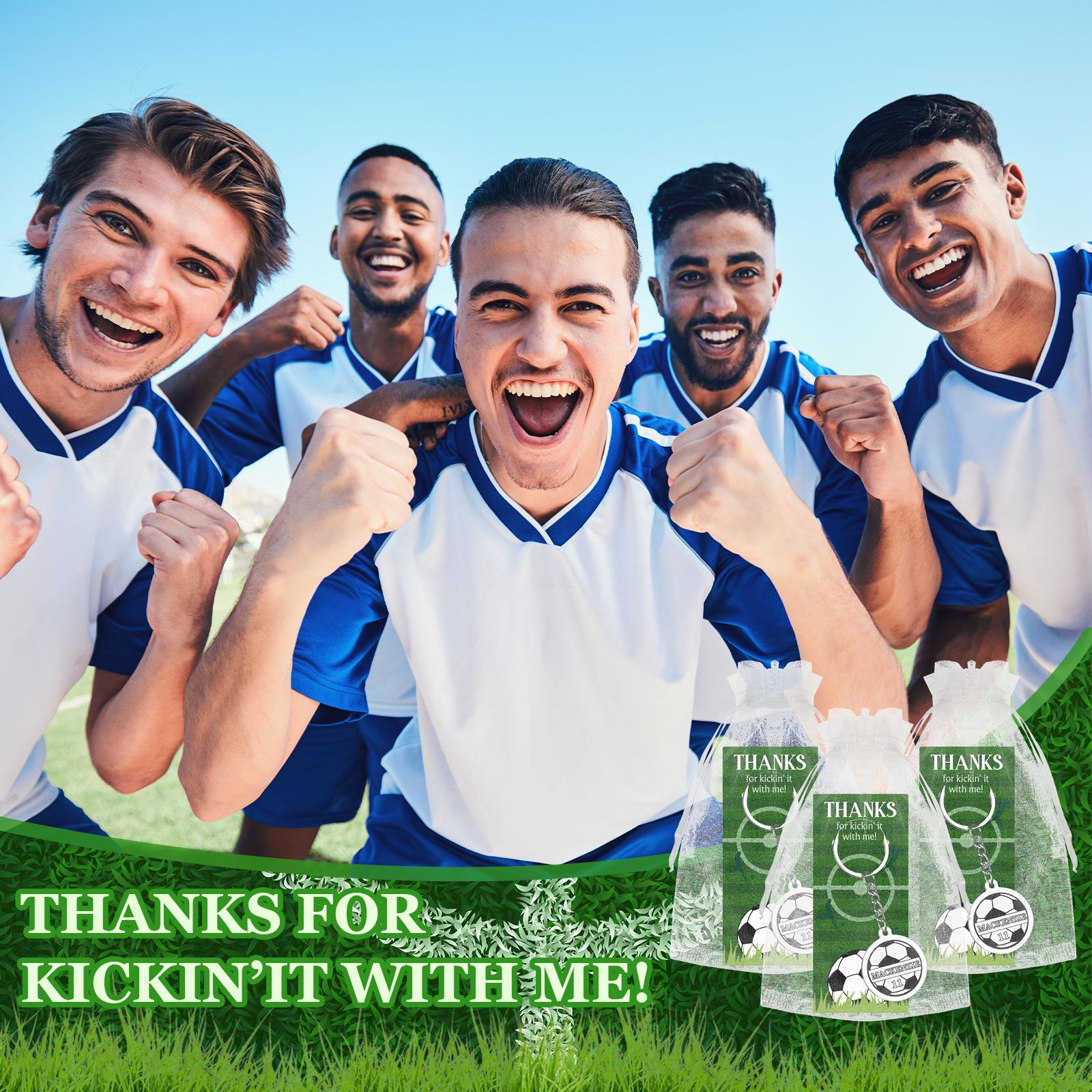 

20 наборов футбольных брелоков, сувениры для вечеринок, футбольный мяч, брелок, благодарственные открытки, мешочки из органзы, футбольный брелок, оптовые подарки для мальчика армия зеленый