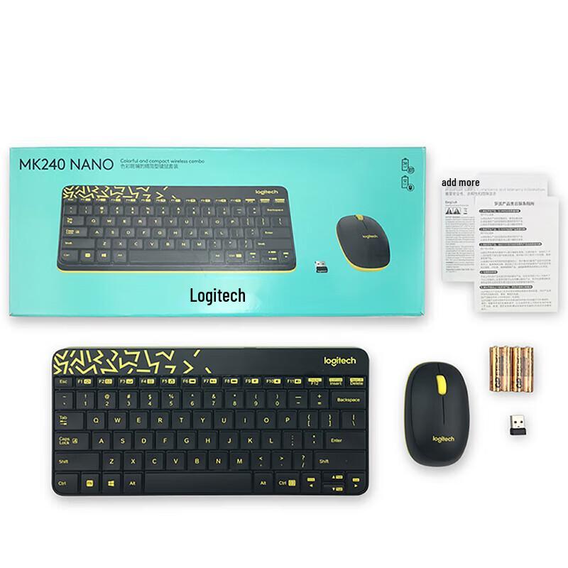 Logitech MK240 Nano Kabelloses Tastatur- und Maus-Set