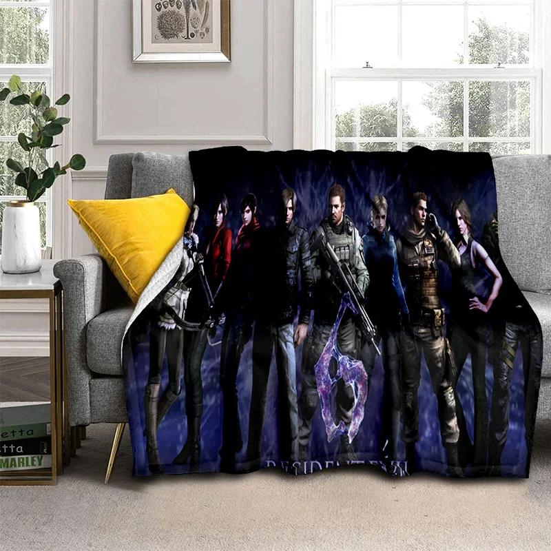 Pătură pentru jocuri 3D R-Resident Evil pentru jocuri, pătură moale pentru acasă, dormitor, pat, canapea, picnic, călătorie, birou, odihnă, pătură pentru copii