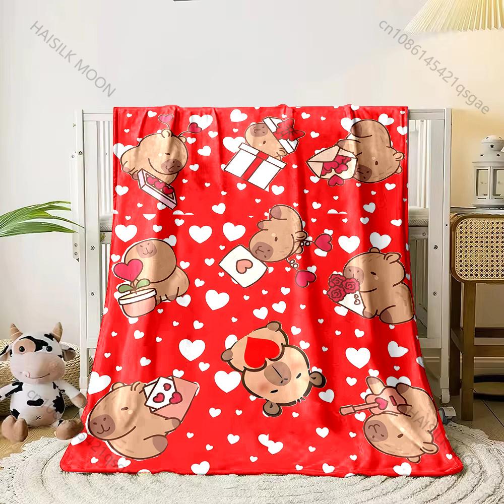 Cartoon Capybara Printed Blanket Kids Adult Blanket Soft and Warm Bedding for Bed Sofa Outdoor Travel Cover Blanket Luxury Gift