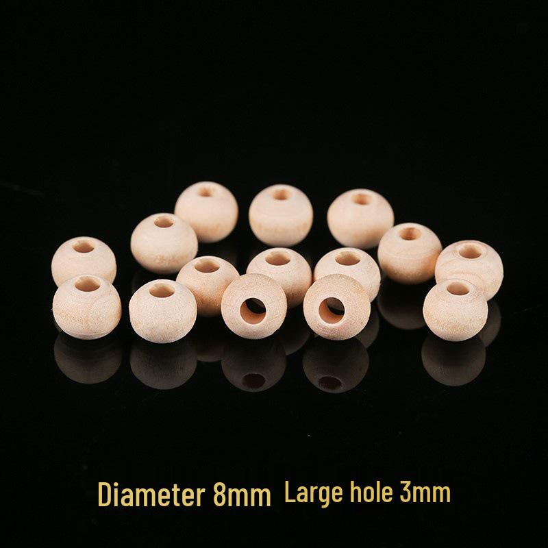 DIY Handmade Large Hole Wooden Beads with Drawstring Bag - Round Loose Beads for Accessories & Beading