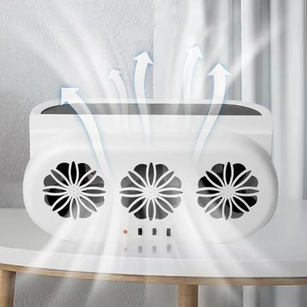Solar Car Exhaust Fan in-car Air Circulation Cooling 3 USB Rechargeable Ventilation Fan Cooling Smoke Exhaust Fan for Car SUV