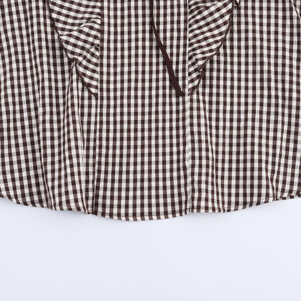 2025 Autumn European Style Women's Plaid Layered Long Sleeve Shirt