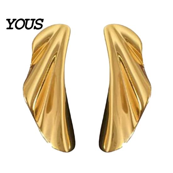 Smooth Surface Earrings 1 Pair Leaf Stud for Women, Irregular Formal Geometric Metal Dangle Earrings, Statement Jewelry
