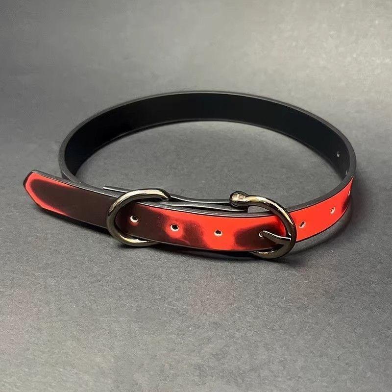 Temperature-sensitive Color-changing Pineapple Red Gun Black High-end Subculture Leather Collar Neck Chain