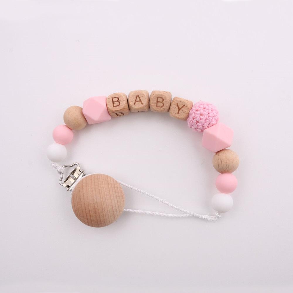 New Mother & Baby Beech Wood Silicone Pacifier Clip – Anti-Drop Chain