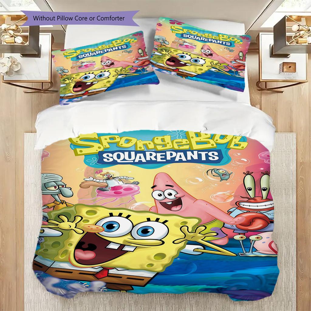 Spongebob Squarepants Movie Bedding 1 Duvet Cover 2 Pillowcase Without Core Soft And Comfortable Duvet Cover And Pillowcase Bedding Set
