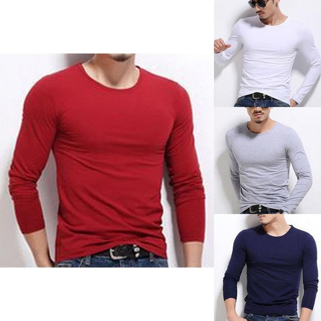 New Men's Long Sleeve Fashion Slim Fit Solid Color Sport Bottoming T-shirts Premium Quality And Superior Comfort