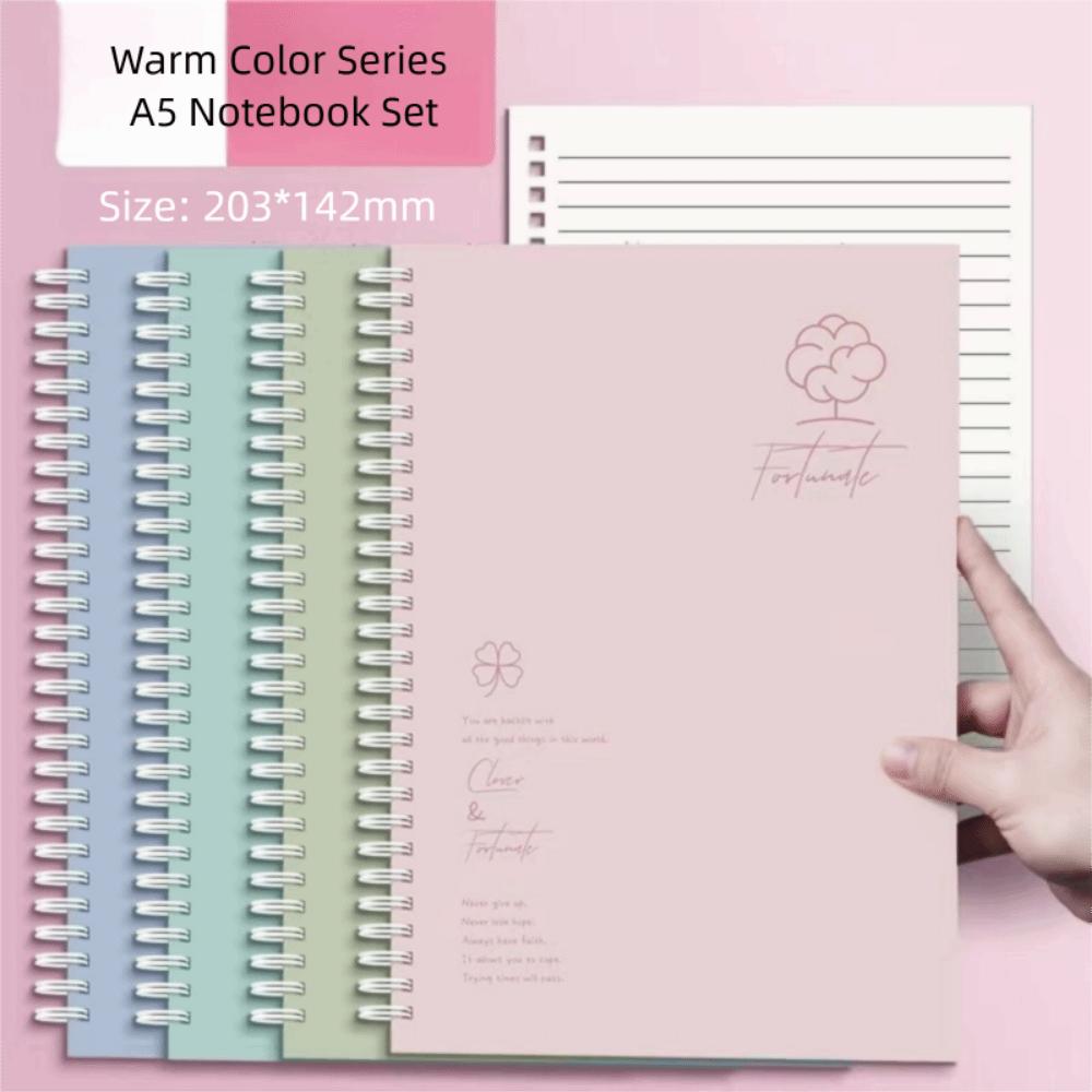 4Pcs Paper Spiral Notebook 60Sheets Loose Leaf Notebook Simple Coil Notebook  Art Style