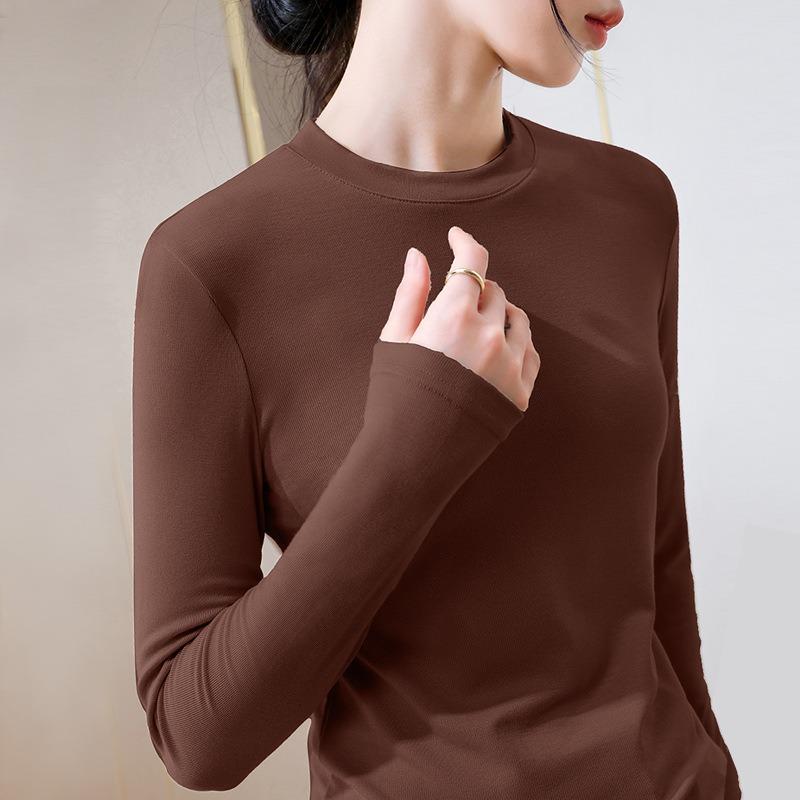 Modal Bottoming Shirt Women's New Women's Clothing Solid Color Round Neck Long-sleeved Shirt Autumn and Winter with Slim-fit Top