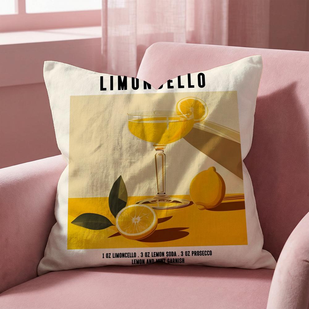 Limoncello Cocktail Kissenbezug Mehrzweck-Kissenbezug für Zuhause & Auto - Wendbar, Weich & Strapazierfähig für den täglichen Gebrauch