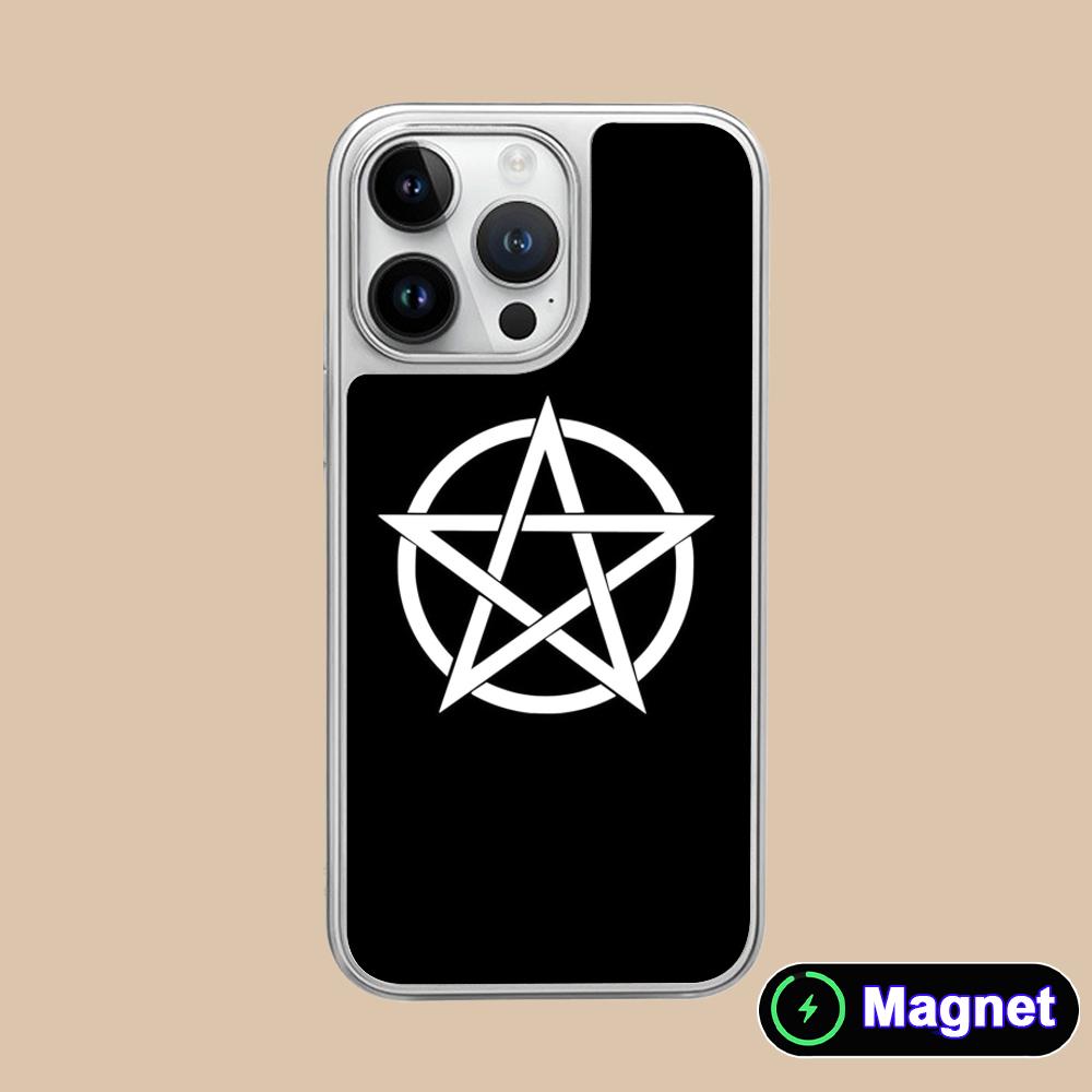 

Aesthetic Pentagram Phone Case for iPhone 17 16 15 14 13 12 11 Air Pro Max Plus Electroplated Silver Magsafe Cover iPhone 11