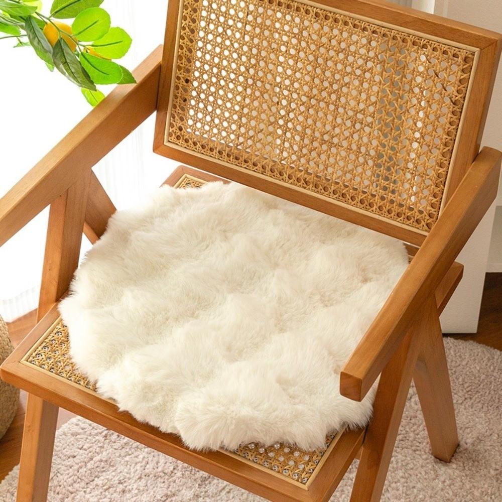 Winter Faux Rabbit Fur Cushion Thickened Stool Seat Mat Comfortable Round Seat Cushion Stool Seat
