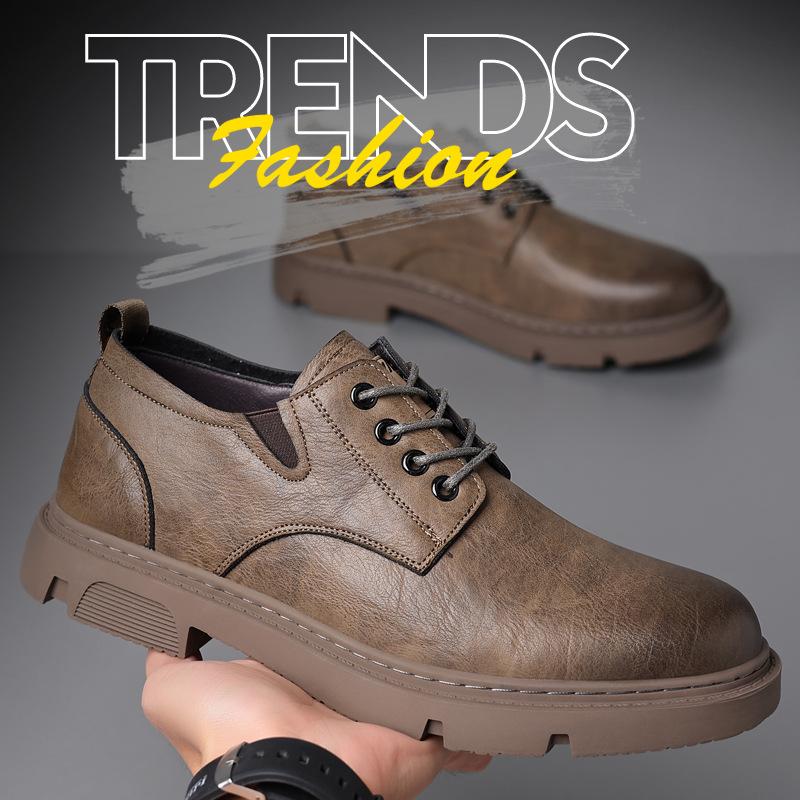 2025 spring and autumn new men's business casual leather shoes tooling big head leather lace-up men's shoes youth tide shoes 3035