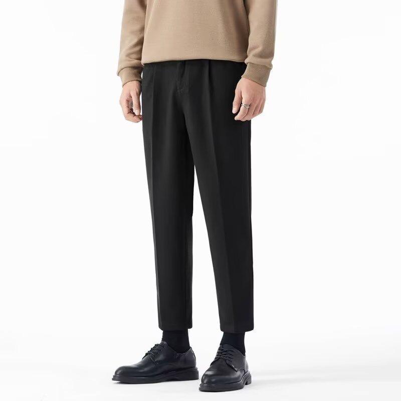 Spring and Autumn Casual Pants Men's Small Pants Nine Points Thick Loose Straight Korean Slim-fit Men's Casual Pants