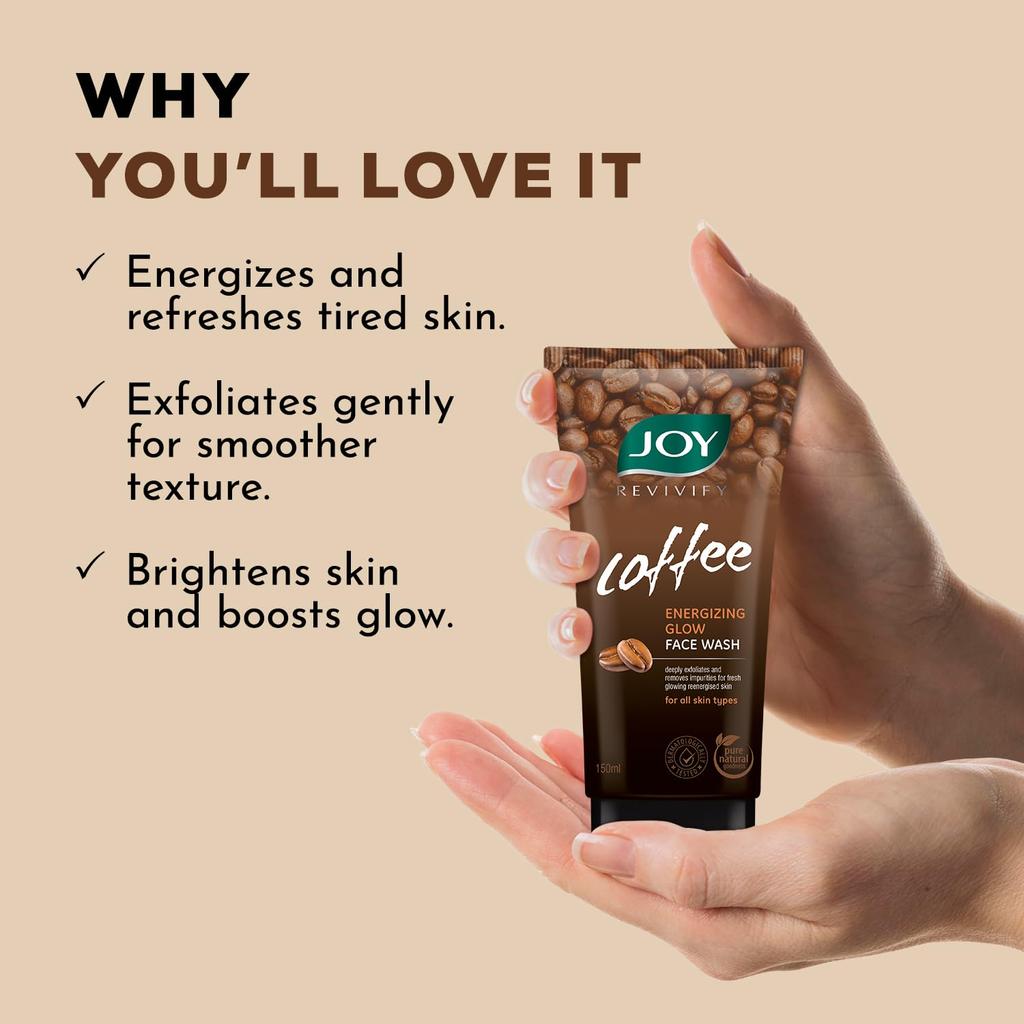 Joy Tan Removal Exfoliating Coffee Face Wash 150ml Pack of 1 Energizing Glow for Dull Skin