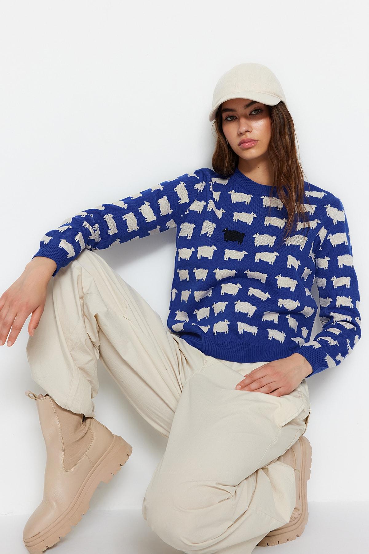 

Трикотажный свитер с круглым вырезом Saks с узором TWOAW23KZ00692