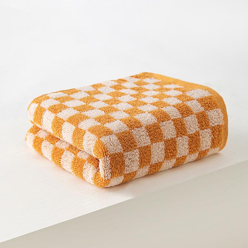 100% Cotton Checkerboard Towel - Absorbent, Thick, and Soft (34x75cm)