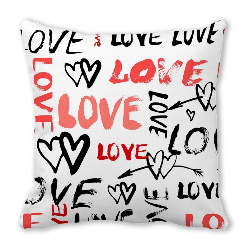 Home Decor Valentine Love Phrases Cushion Cover Decor Pattern Cushion Cover Suitable for Sofa Bedroom Car Pillow Cover