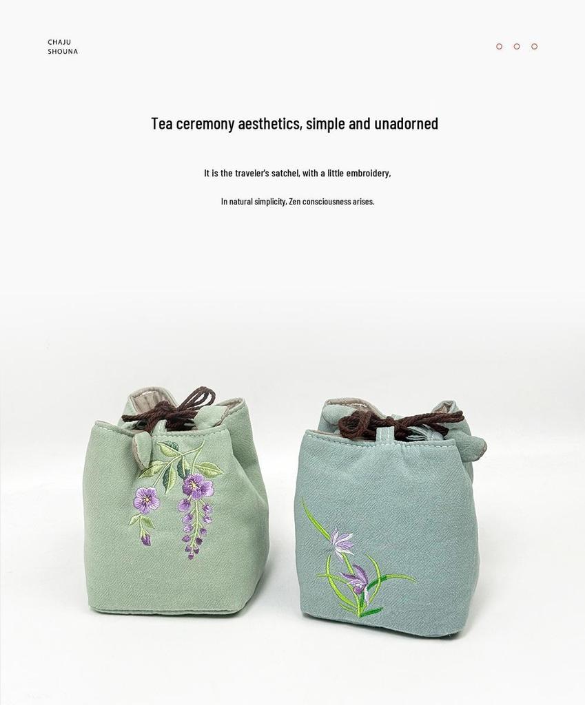 New Chinese Style Cotton Linen Tea Tasting Cup Bag - Thickened for Storage