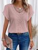 2025 Spring/Summer Lace Patchwork Casual Short Sleeve T-shirt for Women