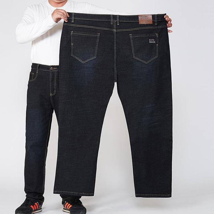 Spring Autumn New Men Plus Size Jeans Stretch Business Loose Straight Leg Fat Guy Big Size 30 56