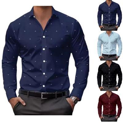 Men's  Trend  Fashion  Leisure  Versatile  Flip Collar  Long Sleeves  Shirt