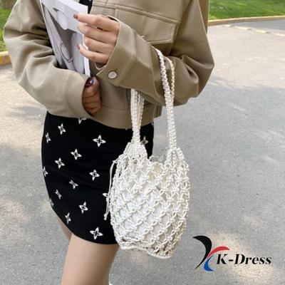 Jednoduchá síťovaná taška přes rameno, módní velkokapacitní luxusní nákupní kabelka