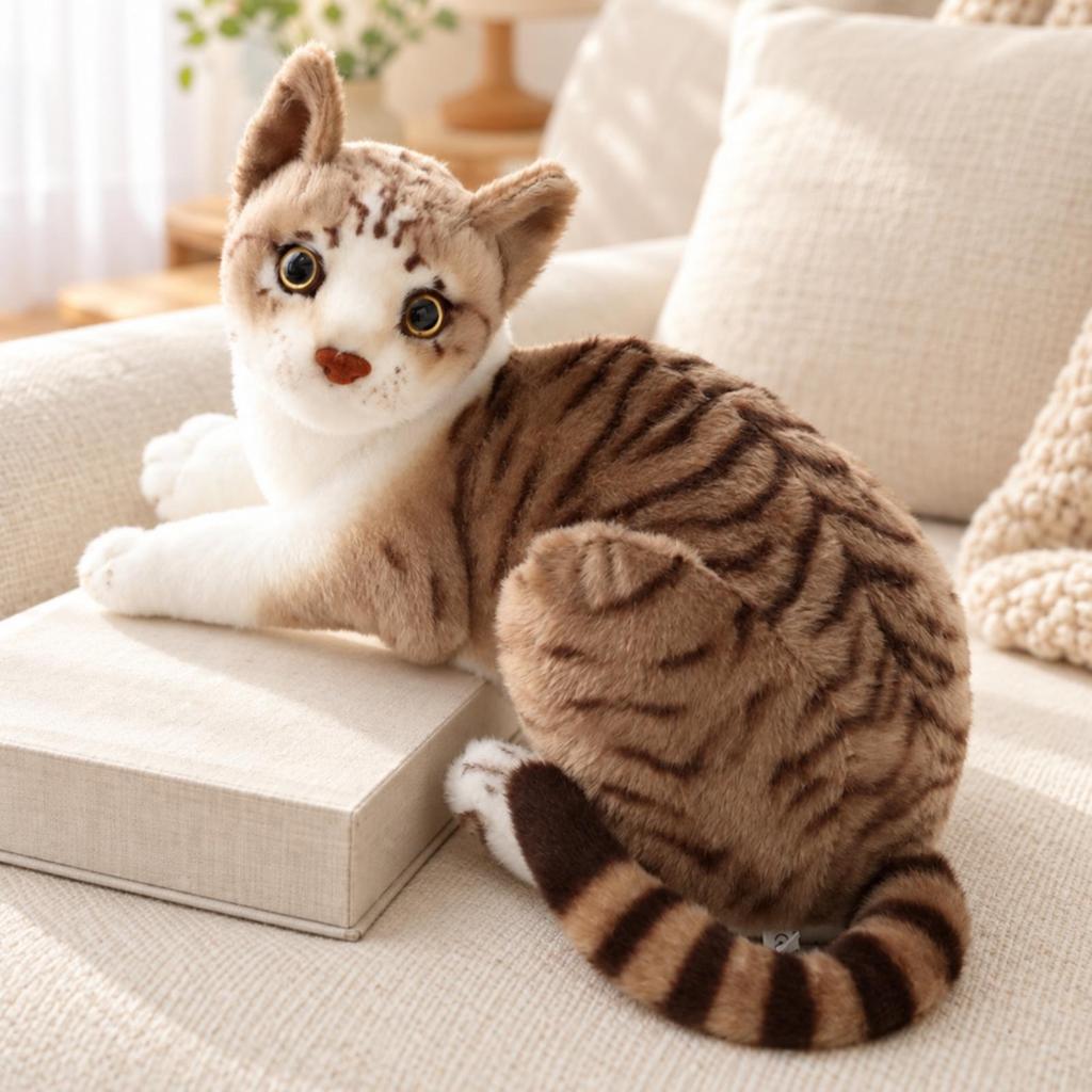 3D Simulation Cat Soft Doll Realistic Lying for Kids, Bedroom, Reading Corner,