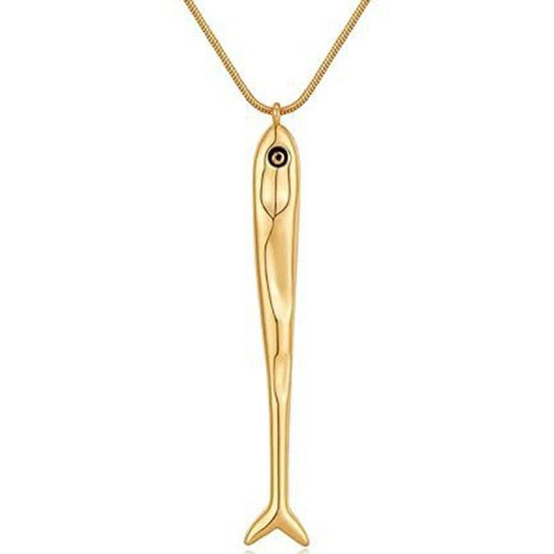 Dainty Ocean-Inspired Chain Jewelry Lightweight Stainless Steel Minimalist Waterproof Sardine Fish Pendant Necklace