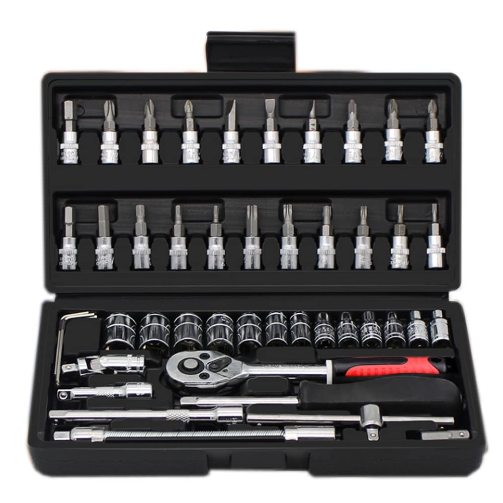 

Socket Wrench Ratchet Car Socket Driver Tool for Car and Motorcycle Maintenance Set, Wrench, 6.3mm (1/4 inch) Drive, Wrench, Sleeve, 46, Combination,