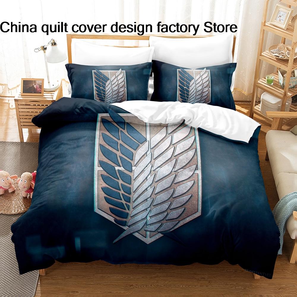 Hot Attack On Titan Bedding Set Single Twin Full Queen King Size Bed Set Kids Bedroom Duvetcover Sets Anime Attack On Titan2 Bed