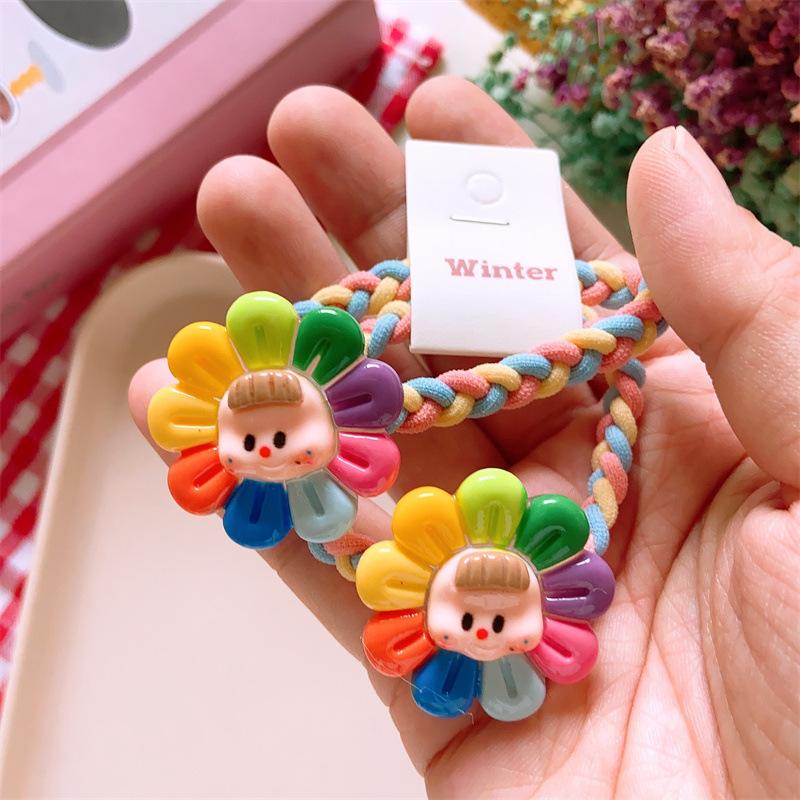 

2 шт. новые милые красочные цветы девушки эластичные резинки для волос детские принцессы аксессуары для волос детские резинки для волос головные уборы