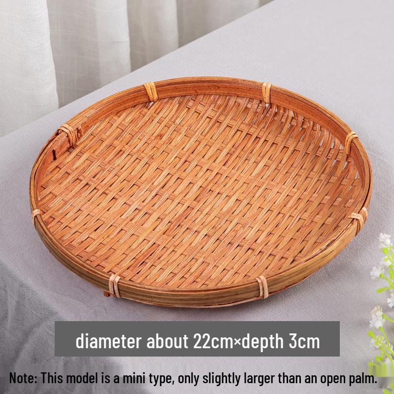 Small Handmade Bamboo Weaving Round Basket for Snacks, Pastries, or Candy