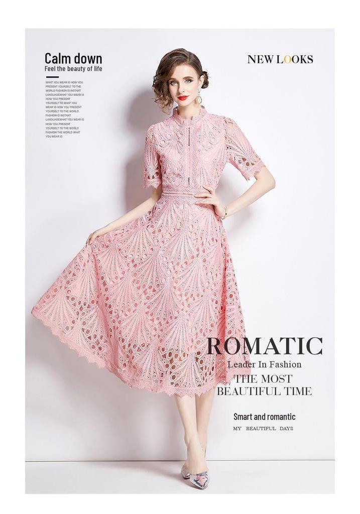 Noblewoman Lace Summer Dress: Elegant Crochet Embroidery for a Lady-like Temperament