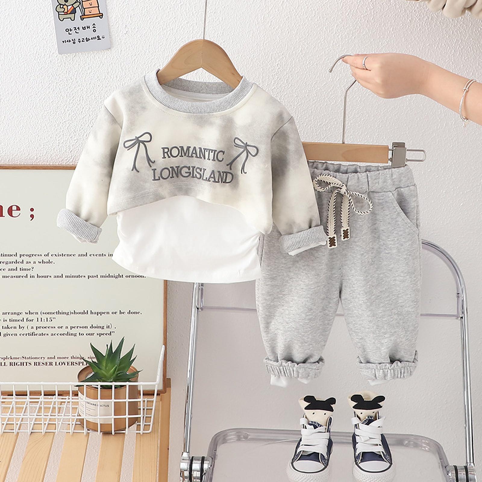 

Kids Casual Long-Sleeve Set, Comfortable Daily Wear Outfits 100