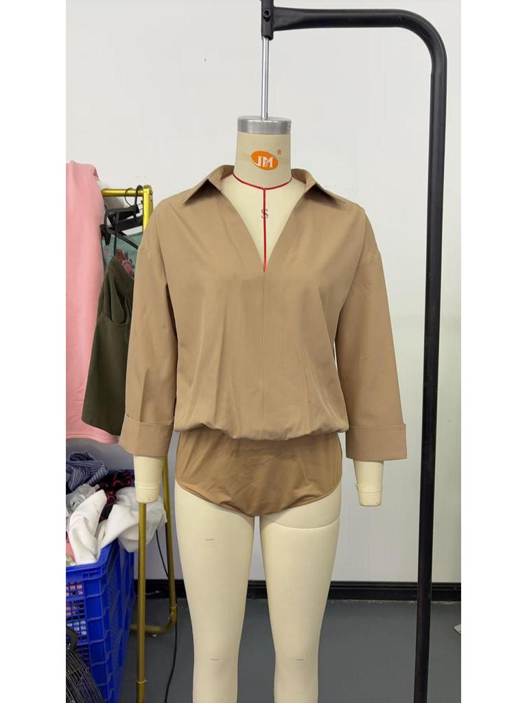 2026 European Fashion Slim-fit Mid-sleeve Women's Lapel Shirt