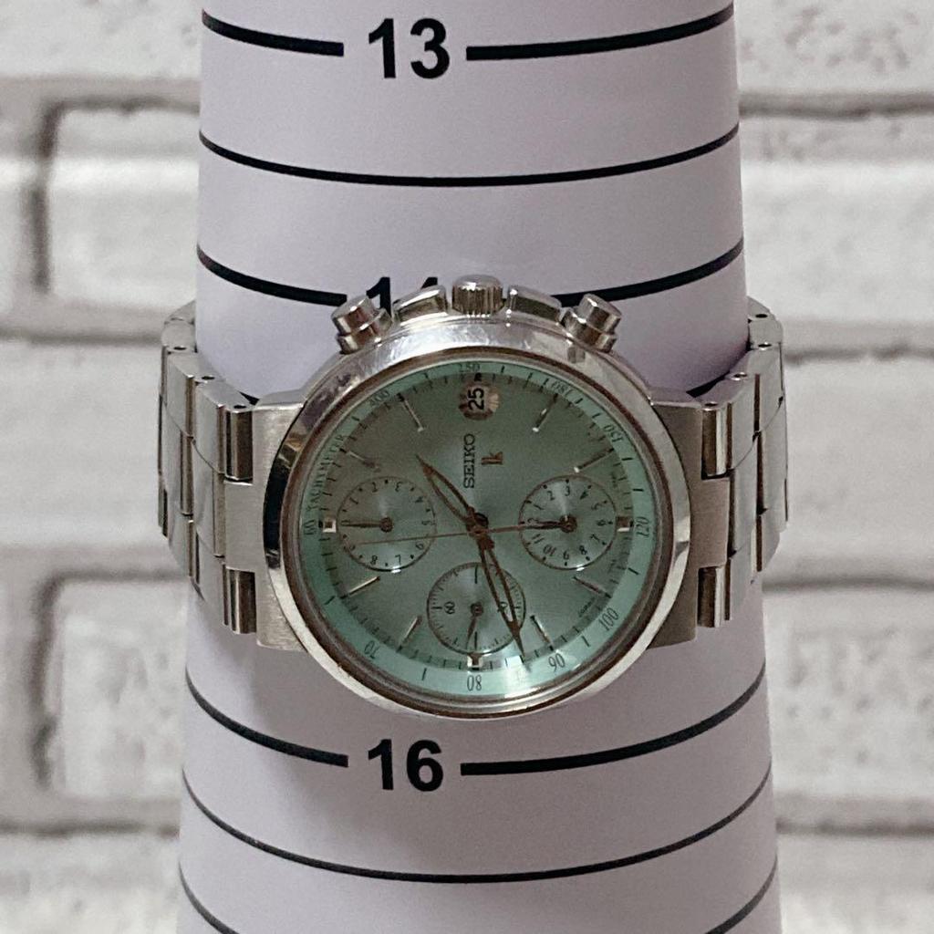 [USED] Working Seiko Lukia Chronograph Wristwatch, Aqua Green and Silver