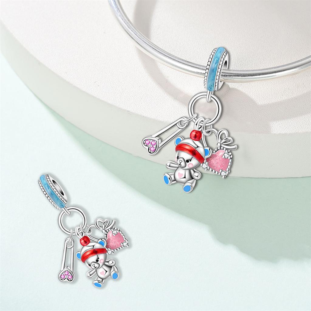 925 Silver Cute Pet Bear Charm Beads DIY Jewelry Accessories Bracelet 2026