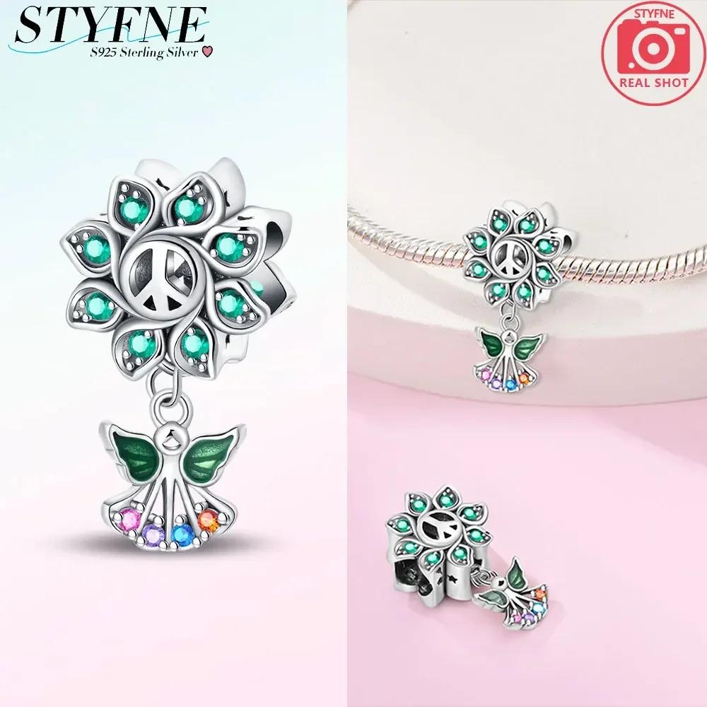 Exquisite Original Charms Copper Green Zircon Flower Bird Heart Wings Beads Fit Bracelet Women Jewelry Diy Gifts