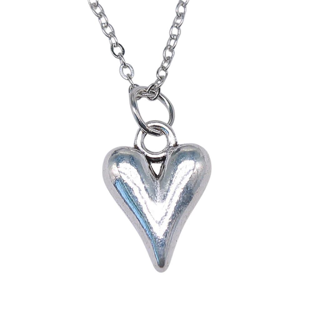 Ornate Angel With Heart Pendant Necklace Spiritual Faith Jewelry 40cm Short Chain