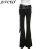 BITCED Summer Women's Solid-Color Slim-Fit High-Waisted Streetwear Casual Straight-Leg Slightly Flared Pants
