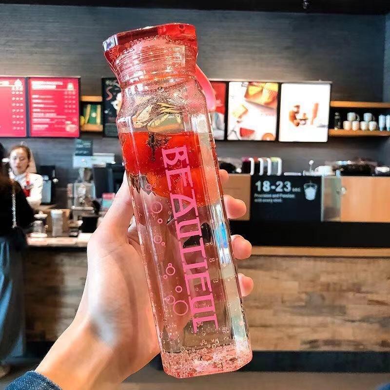 

Письмо Портативная Повседневная Стеклянная Чашка Герметичная Открывающаяся Стеклянная Чашка для Воды 401-500ml красный