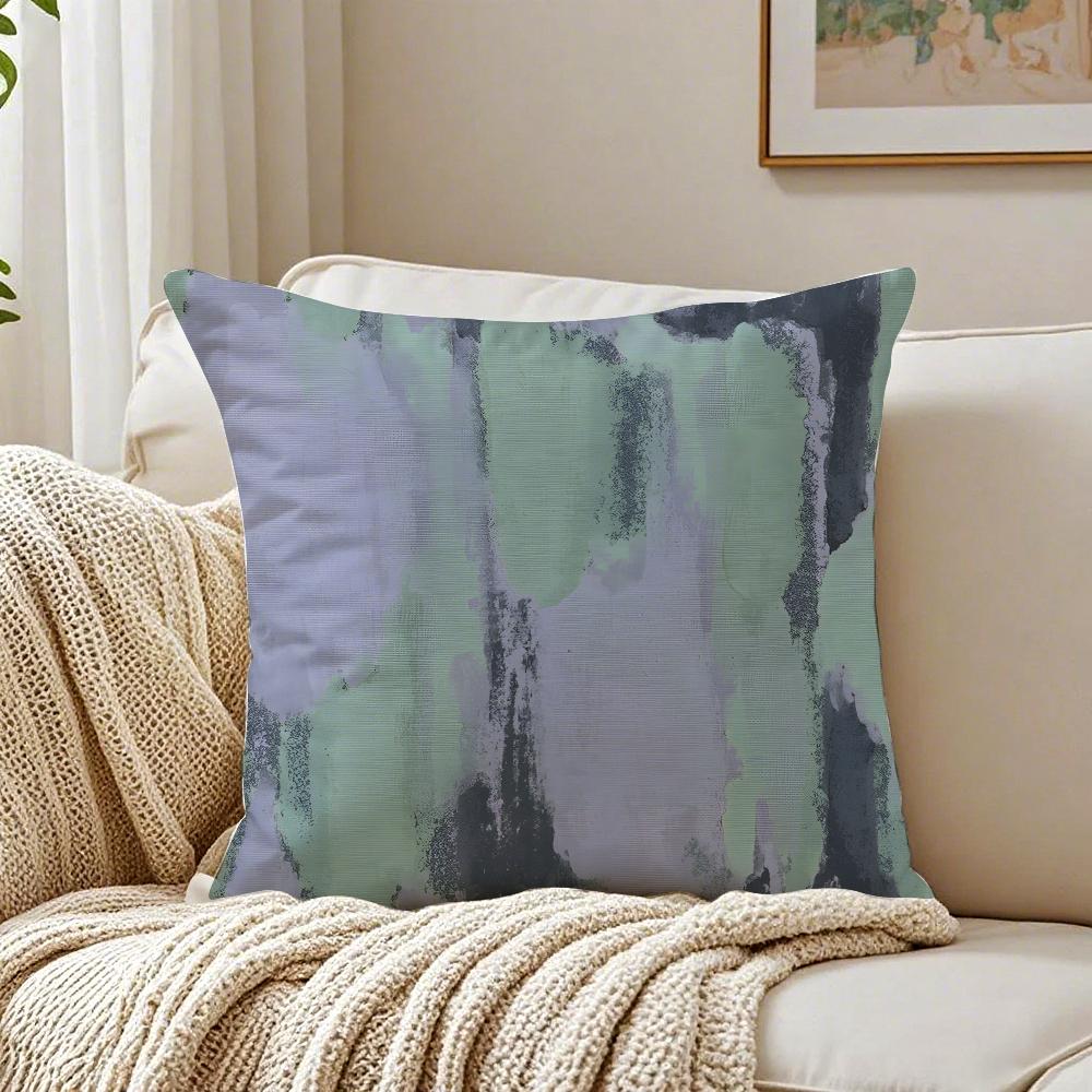 Blue Modern Gradient Design Pillow Case Double-Sided Plush Sofa Cushion Covers Organic Breathable Invisible Zipper